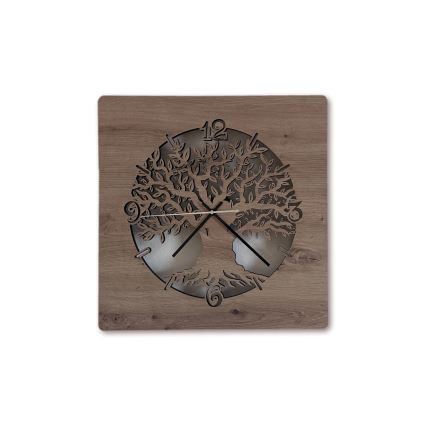 Li-Go 23537/DUB2 - dimmelhető LED falióra LED/10W/5V 20000 mAh 42x42 cm tölgy/olívafa kerek + távirányító