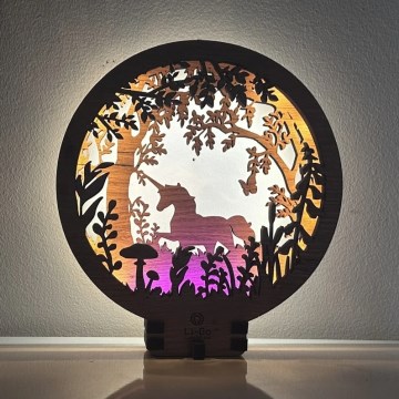 Li-Go 23568/DUB2 - LED fényerőszabályozható asztali dekoráció LED/12W/230V 20x22 cm tölgy/unikornis