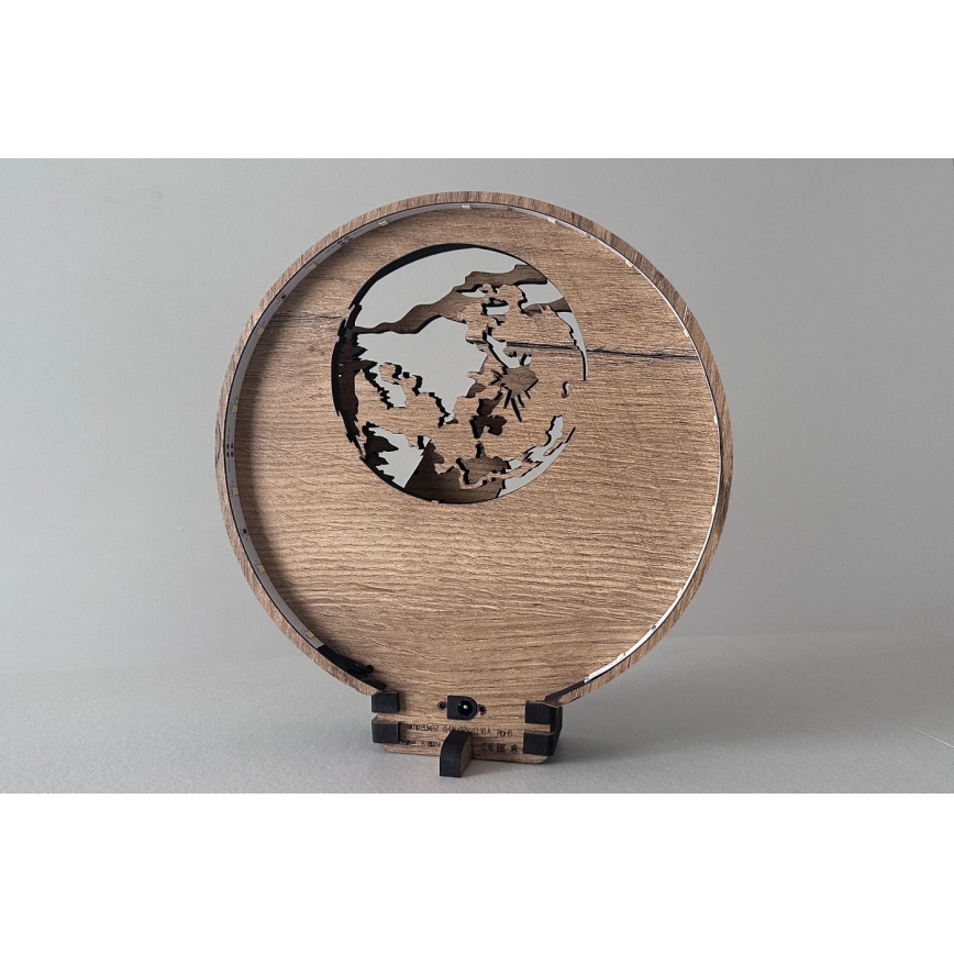 Li-Go 23574/DUB2 - Fényerőszabályozható LED asztali dekoráció LED/12W/230V 20x22 cm tölgy/Farkas és hold