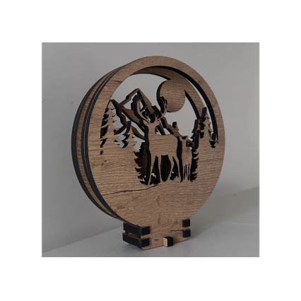 Li-Go 23592/DUB2 - LED Fényerőszabályozható asztali dísz LED/12W/230V 20x22 cm tölgy/szarvas és szarvastehén