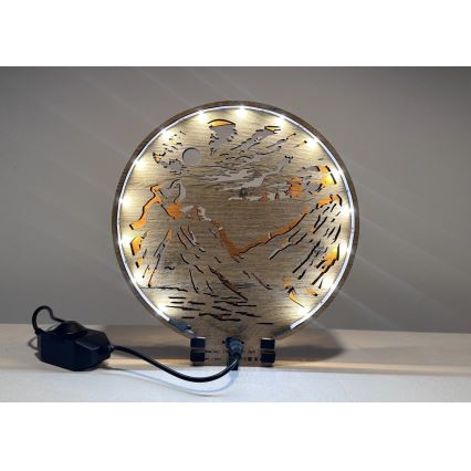 Li-Go 23595/DUB2 - Fényerőszabályozható LED asztali dekoráció LED/12W/230V 20x22 cm tölgy/mackók