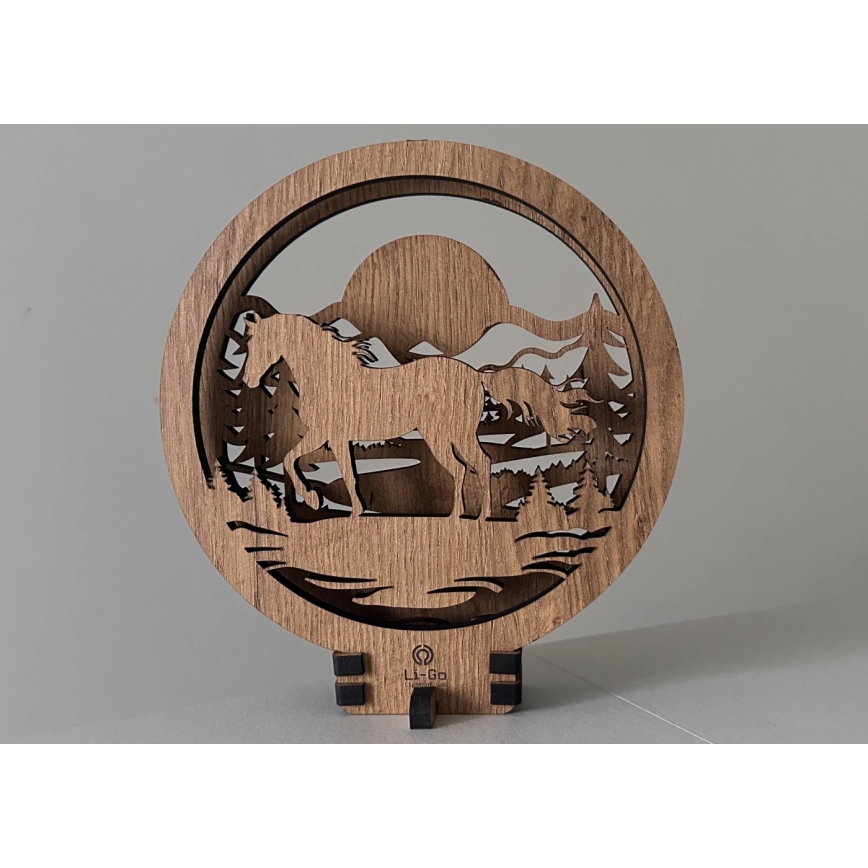 Li-Go 23598/DUB2 - LED fényerőszabályozható asztali dekoráció LED/12W/230V 20x22 cm tölgy/ló