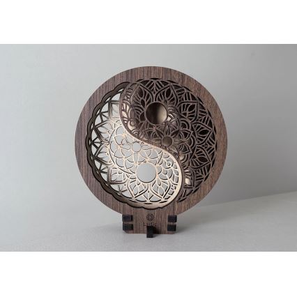 Li-Go 23607/O - LED dimmelhető asztali dekoráció LED/12W/230V 20x22 cm dió/Jin Jang