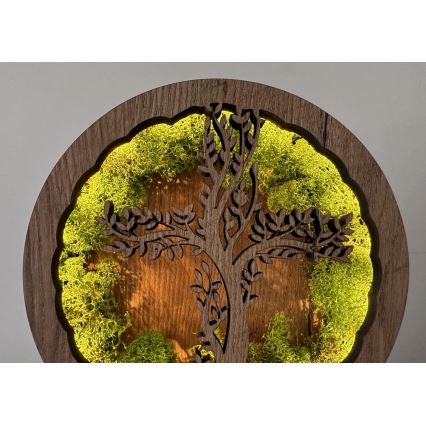 Li-Go 23622/DUB2 - Dimmelhető LED asztali dekoráció LED/12W/230V 20x22 cm tölgy/Kereszt mohában