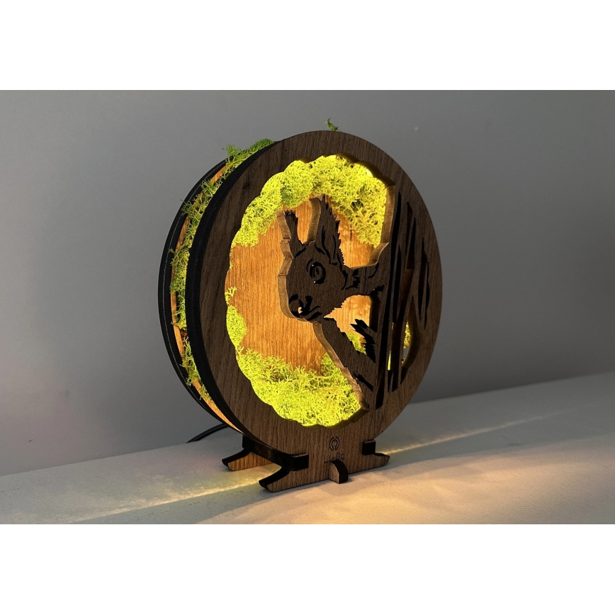 Li-Go 23625/DUB2 - LED dimmelhető asztali dekoráció LED/12W/230V 20x22 cm tölgy/Mohás mókus