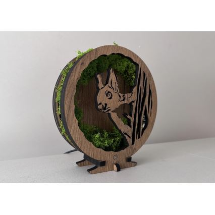 Li-Go 23625/DUB2 - LED dimmelhető asztali dekoráció LED/12W/230V 20x22 cm tölgy/Mohás mókus