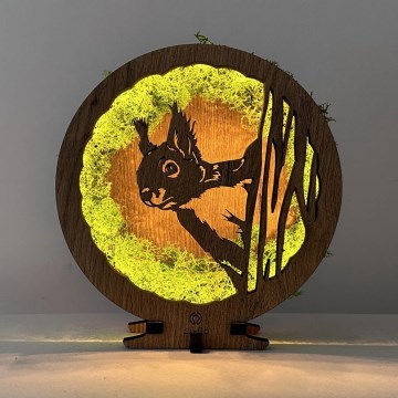 Li-Go 23625/DUB2 - LED dimmelhető asztali dekoráció LED/12W/230V 20x22 cm tölgy/Mohás mókus