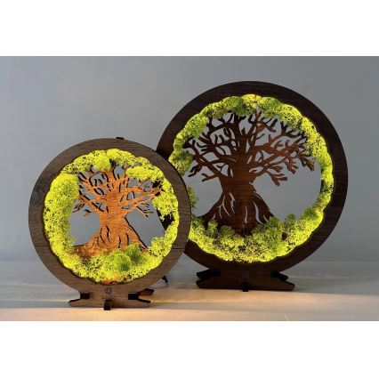 Li-Go 23631/DUB2 - LED fényerőszabályozható asztali dekoráció LED/12W/230V 30x31 cm tölgy/moha és fa