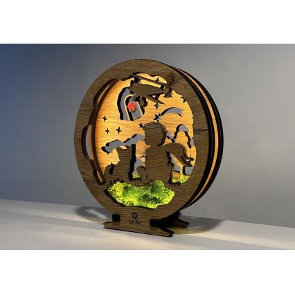 Li-Go 23634/DUB2 - LED fényerőszabályozható asztali dekoráció LED/12W/230V 20x22 cm tölgy/A kis herceg a rózsával