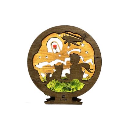 Li-Go 23634/DUB2 - LED fényerőszabályozható asztali dekoráció LED/12W/230V 20x22 cm tölgy/A kis herceg a rózsával