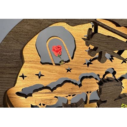 Li-Go 23634/DUB2 - LED fényerőszabályozható asztali dekoráció LED/12W/230V 20x22 cm tölgy/A kis herceg a rózsával