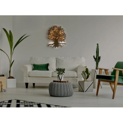 Li-Go 23673/DUB2 - LED fényerőszabályozható fali dekoráció LED/10W/5V 20000 mAh 45x55 cm tölgy + távirányító