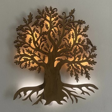 Li-Go 23673/DUB2 - LED fényerőszabályozható fali dekoráció LED/10W/5V 20000 mAh 45x55 cm tölgy + távirányító