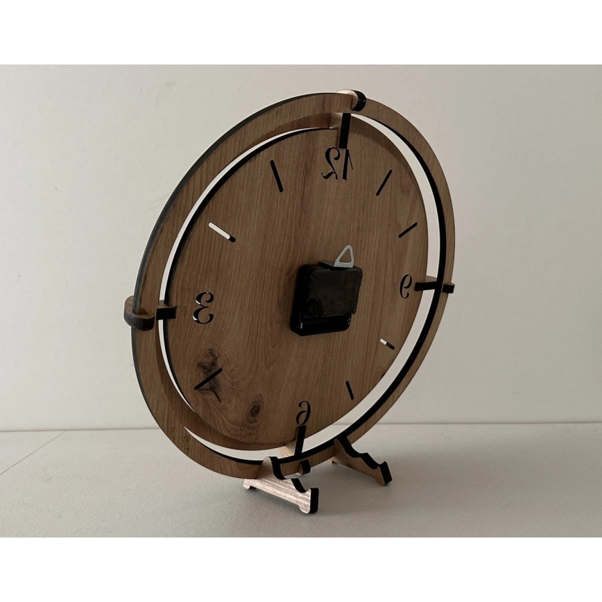 Li-Go 23697/DUB/BAT2 - Fényerőszabályozható LED-óra mozgásérzékelővel LED/10W/5V 20000 mAh + 1xAA átmérő 32 cm tölgy/Hegyek