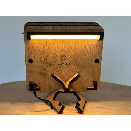 Li-Go 4070/DUB2 - LED asztali dekoráció LED/12W/230V 19x19 cm tölgy/ló