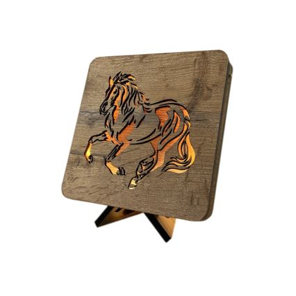 Li-Go 4070/DUB2 - LED asztali dekoráció LED/12W/230V 19x19 cm tölgy/ló