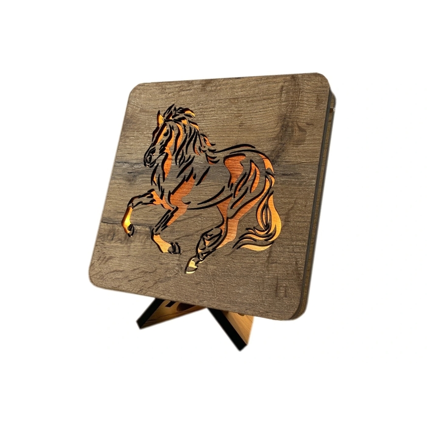 Li-Go 4070/DUB2 - LED asztali dekoráció LED/12W/230V 19x19 cm tölgy/ló