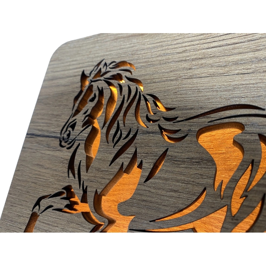 Li-Go 4070/DUB2 - LED asztali dekoráció LED/12W/230V 19x19 cm tölgy/ló