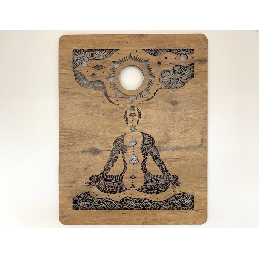 Li-Go 4421/A/4 - LED dimmelhető falra szerelhető dekoráció LED/10W/5V 30000 mAh 70x90 cm tölgy/csakrák