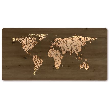 Li-Go 4457/A/4 - Dimmelhető LED fali dekoráció LED/10W/5V 30000 mAh 120x60 cm tölgy/világtérkép