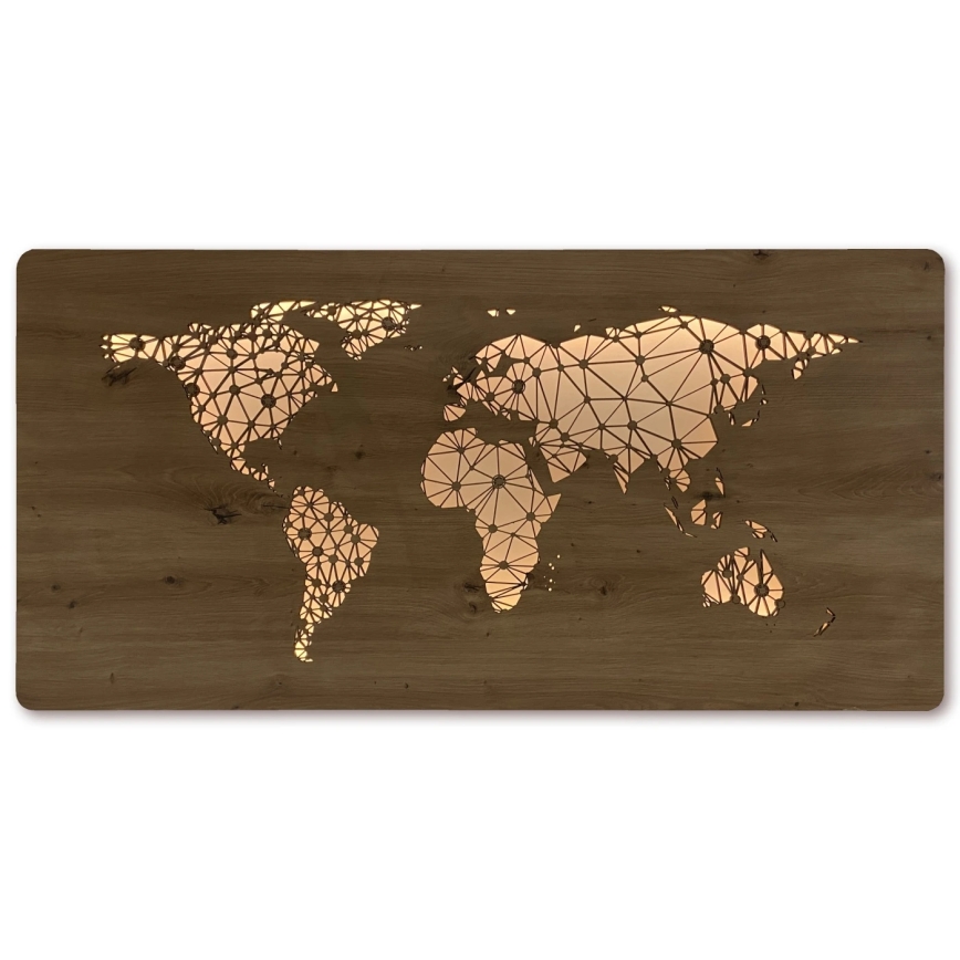 Li-Go 4457/A/4 - Dimmelhető LED fali dekoráció LED/10W/5V 30000 mAh 120x60 cm tölgy/világtérkép