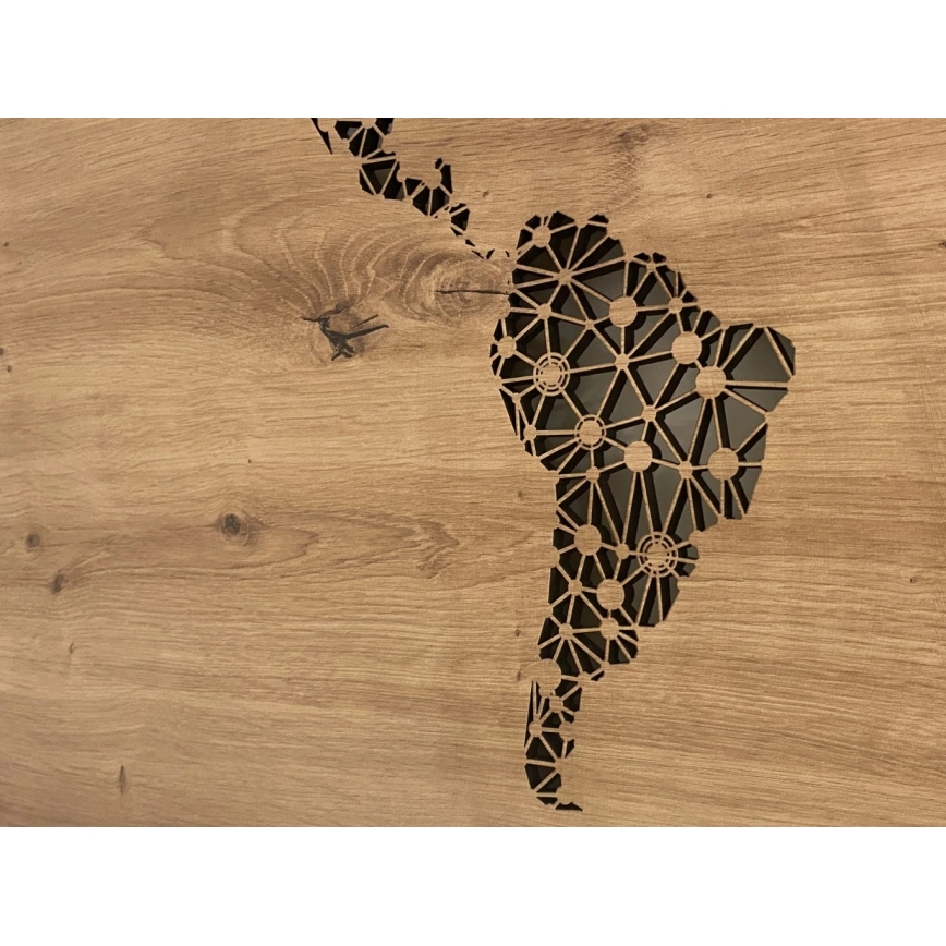 Li-Go 4457/A/4 - Dimmelhető LED fali dekoráció LED/10W/5V 30000 mAh 120x60 cm tölgy/világtérkép