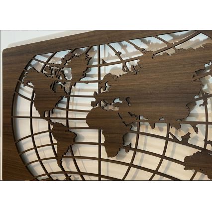 Li-Go 4709/DUB2 - LED RGBW Dimmelhető fali dekoráció LED/24W/230V 125x74 cm tölgy/Világtérkép párhuzamos szélességi körök + távirányító