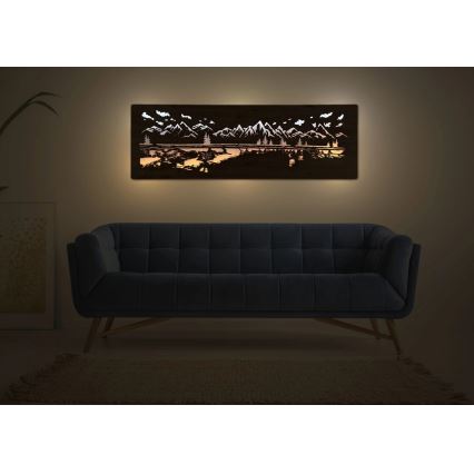 Li-Go 4778/A/4 - LED fényerőszabályozható fali dekoráció LED/10W/5V 30000 mAh 120x40 cm tölgy/Tó