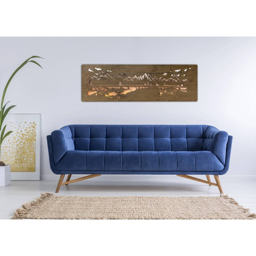 Li-Go 4778/A/4 - LED fényerőszabályozható fali dekoráció LED/10W/5V 30000 mAh 120x40 cm tölgy/Tó