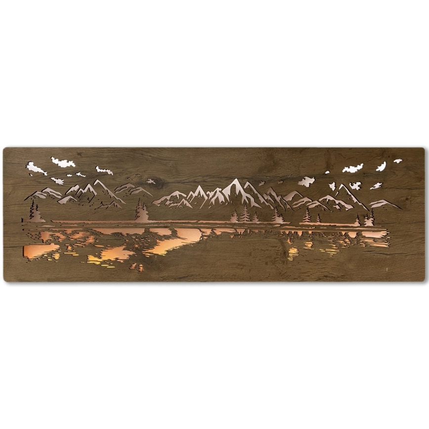 Li-Go 4778/A/4 - LED fényerőszabályozható fali dekoráció LED/10W/5V 30000 mAh 120x40 cm tölgy/Tó