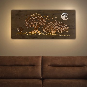 Li-Go 5042/DUB2 - LED-dimmelhető fali dekoráció LED/24W/230V 110x50 cm tölgy/Három tölgyfa és hold