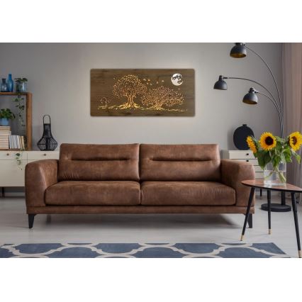 Li-Go 5042/DUB2 - LED-dimmelhető fali dekoráció LED/24W/230V 110x50 cm tölgy/Három tölgyfa és hold