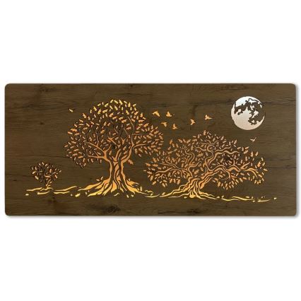 Li-Go 5042/DUB2 - LED-dimmelhető fali dekoráció LED/24W/230V 110x50 cm tölgy/Három tölgyfa és hold