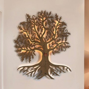 Li-Go 5729/DUB2 - Falra szerelhető LED dekoráció mozgásérzékelővel LED/10W/5V 90x110 cm tölgy