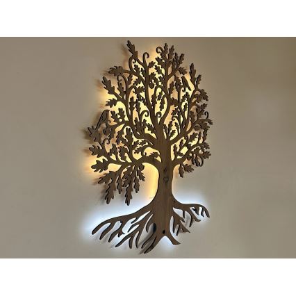 Li-Go 5729/DUB2 - Falra szerelhető LED dekoráció mozgásérzékelővel LED/10W/5V 90x110 cm tölgy