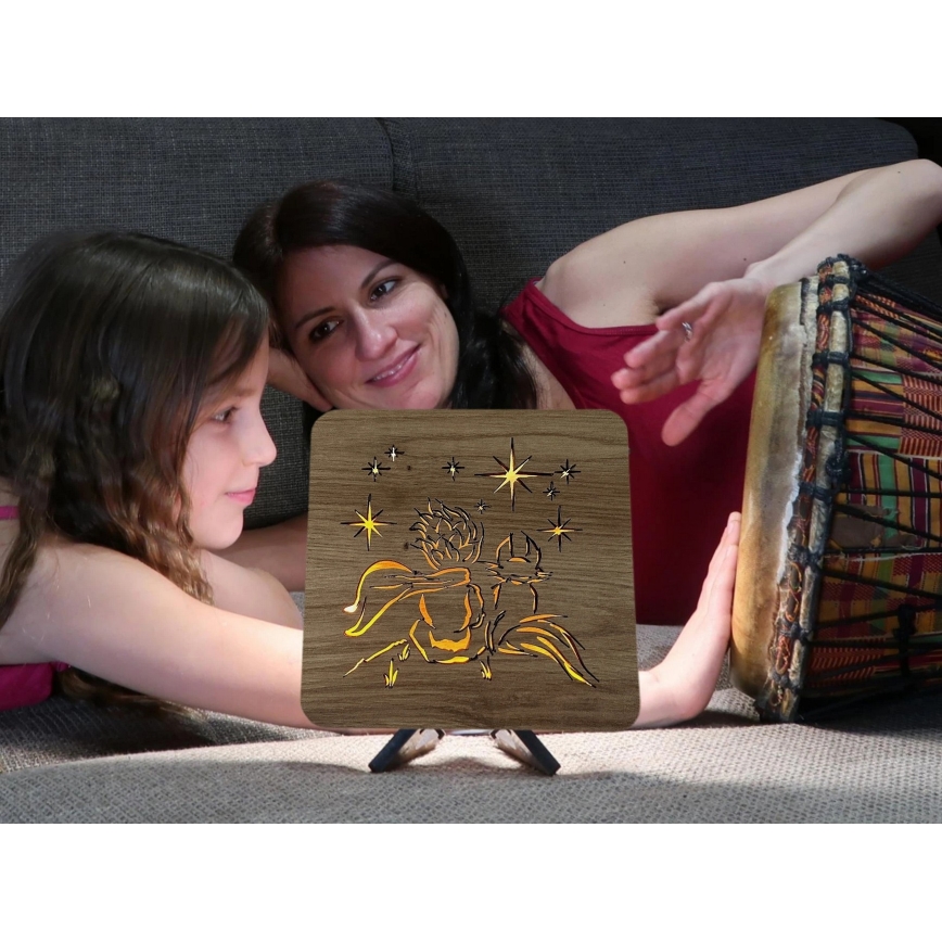 Li-Go 5788/DUB2 - LED asztali dekoráció LED/12W/230V 19x19 cm tölgy/A kis herceg