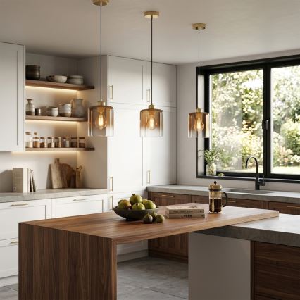 LIAH kábeles csillár 1xE27/15W/230V arany/füstbarna