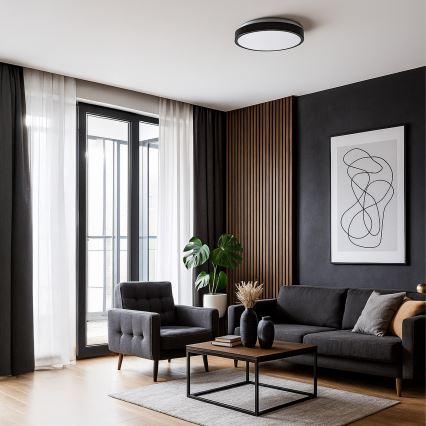LIBRA LED mennyezeti lámpa, 15 W, 230 V, 4000 K, átmérő 29 cm, fekete
