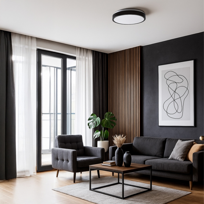 LIBRA LED mennyezeti lámpa, 15 W, 230 V, 4000 K, átmérő 29 cm, fekete