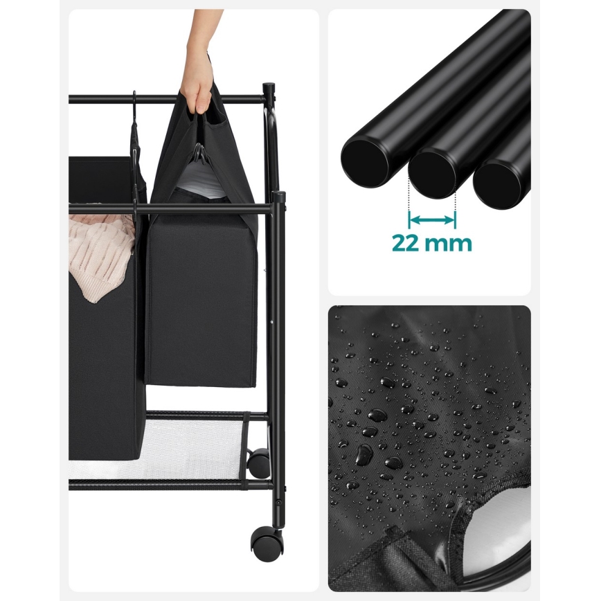 LINA fekete szennyeskosár