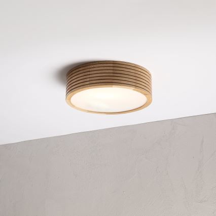 LINARO fürdőszobai mennyezeti lámpatest, 2xE27/15W/230V, IP54, tölgy, átmérő 27 cm