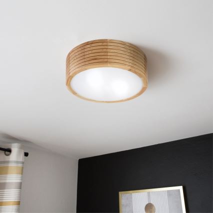 LINARO fürdőszobai mennyezeti lámpatest, 2xE27/15W/230V, IP54, tölgy, átmérő 27 cm
