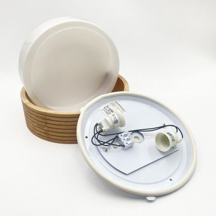LINARO fürdőszobai mennyezeti lámpatest, 2xE27/15W/230V, IP54, tölgy, átmérő 27 cm