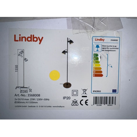 Lindby - Állólámpa SHILA 2xGU10/25W/230V
