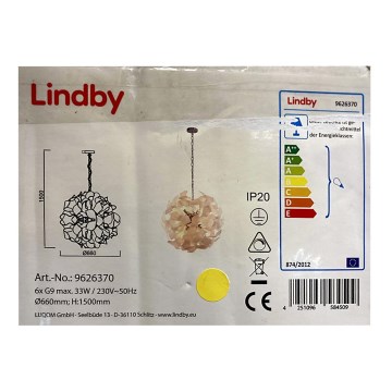 Lindby - Csillár láncon NUBALIKA 6xG9/33W/230V