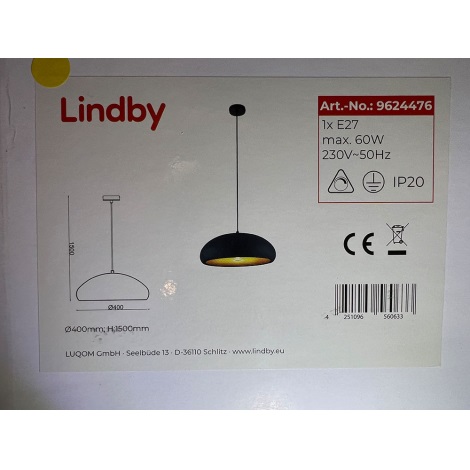 Lindby - Csillár zsinóron GERWINA 1xE27/60W/230V