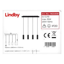 Lindby - Csillár zsinóron JOFFREY 4xGU10/35W/230V