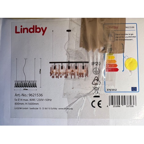 Lindby - Csillár zsinóron MATEI 5xE14/40W/230V