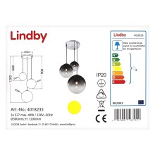 Lindby - Csillár zsinóron ROBYN 3xE27/40W/230V