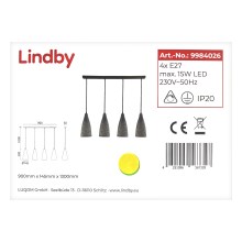 Lindby - Csillár zsinóron SANNE 4xE27/15W/230V